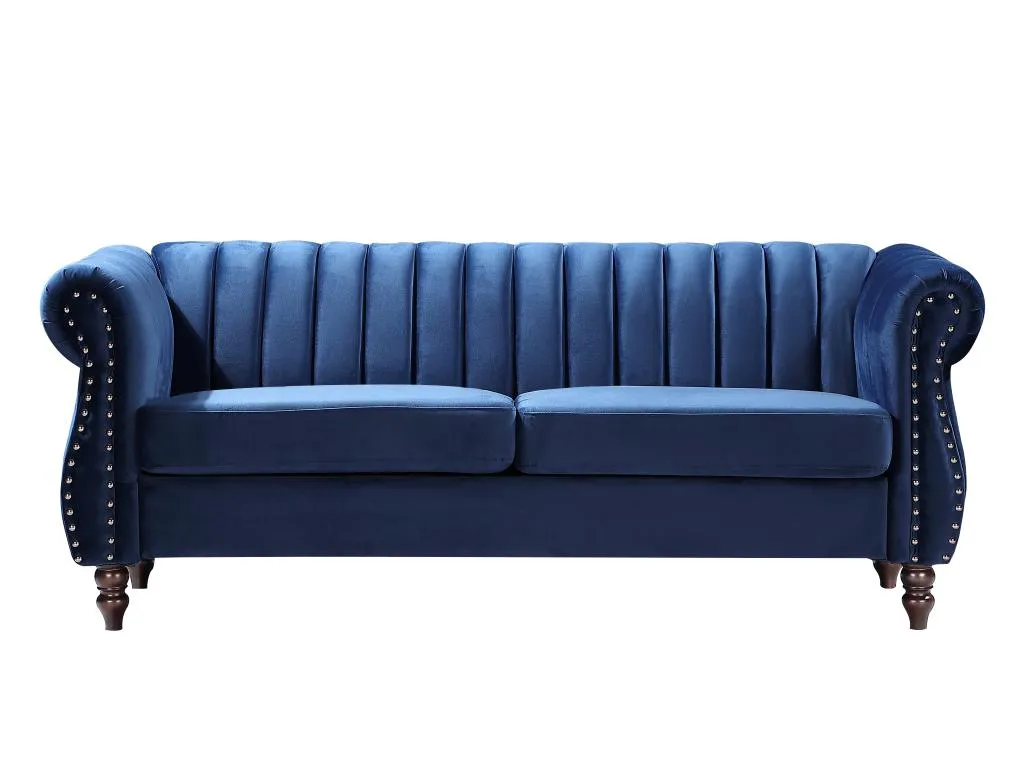 Sofá Boverdeco de 3 plazas de terciopelo Azul real Boverdeco
