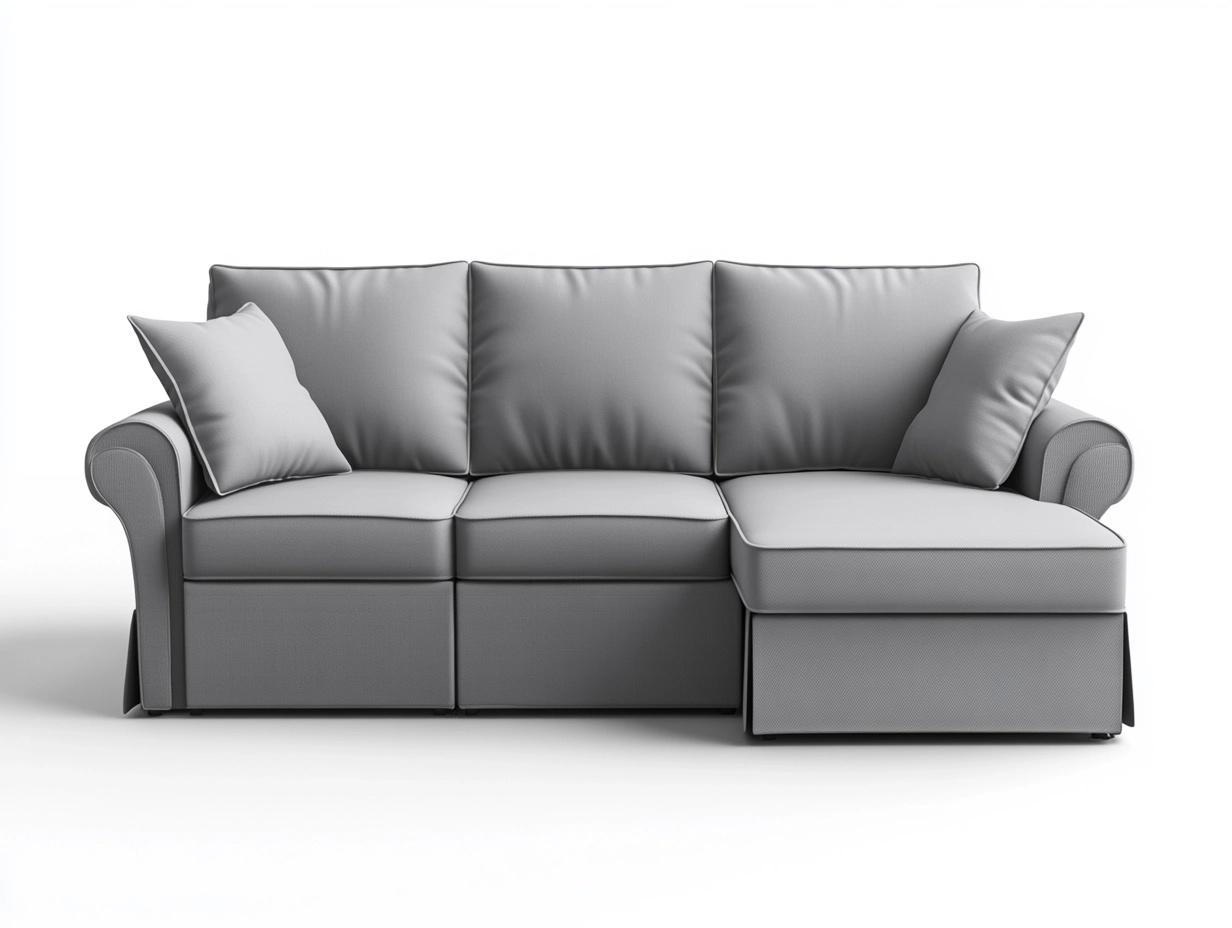 Sofá seccional gris de 3 plazas con chaise longue para sala de estar estilo contemporáneo tapizado en tela 250x90x85 cm gt5187091