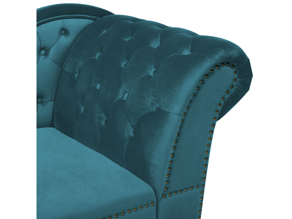 Chaise longue de terciopelo verde azulado derecho NIMES