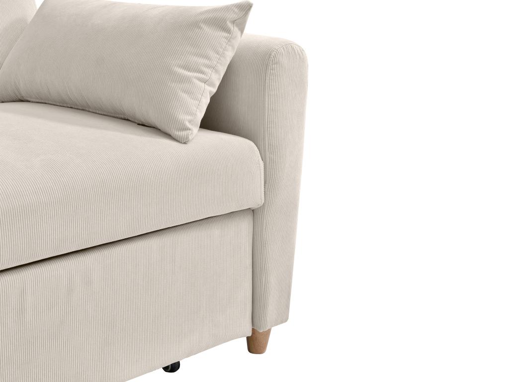 Sofá cama de 2 plazas de pana beige AYLA