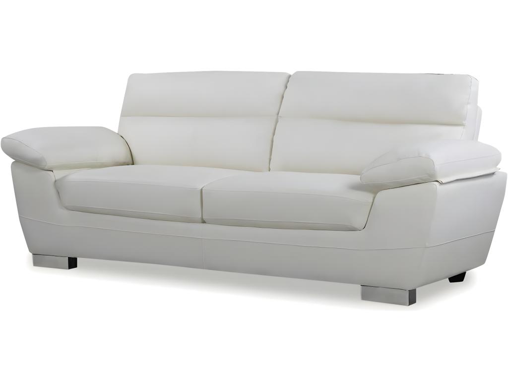 Sofá cuero reconstituido/pvc - 3 plazas - blanco