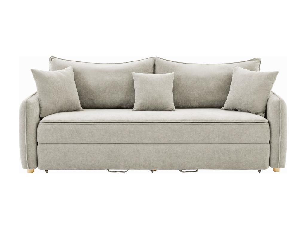 Sofá cama de 3 plazas - tela beige - con asiento de espuma viscoelástica