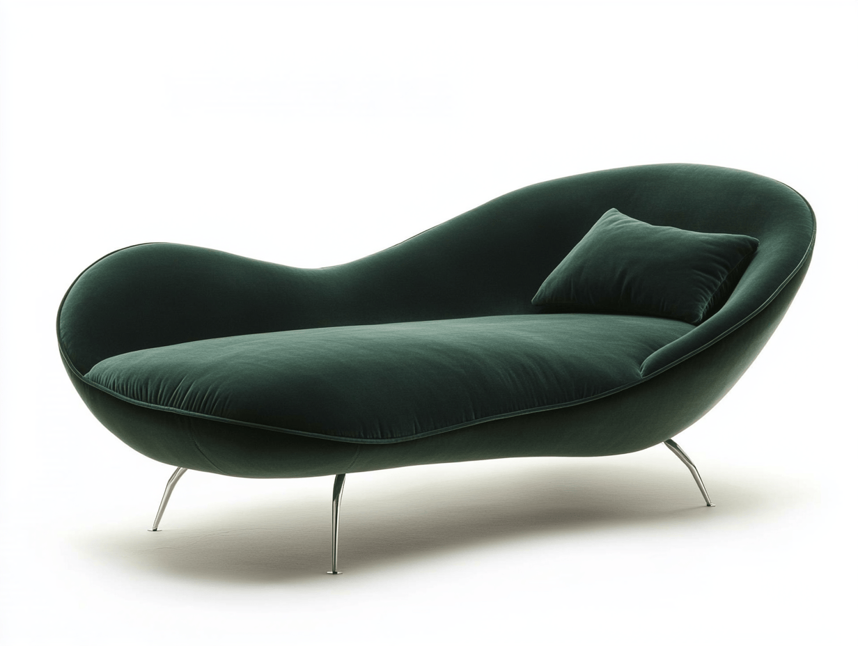 Sofá chaise longue ovalado de terciopelo 190x85x80 cm