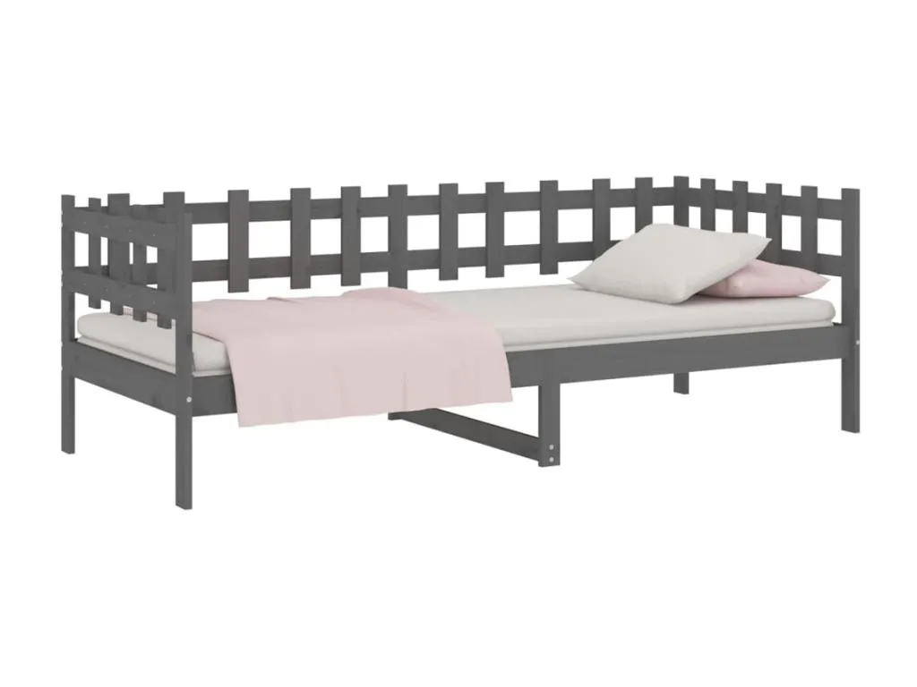 Sofá cama Lluesmahome de madera maciza color gris, tamaño 90x200 cm  XN2089465