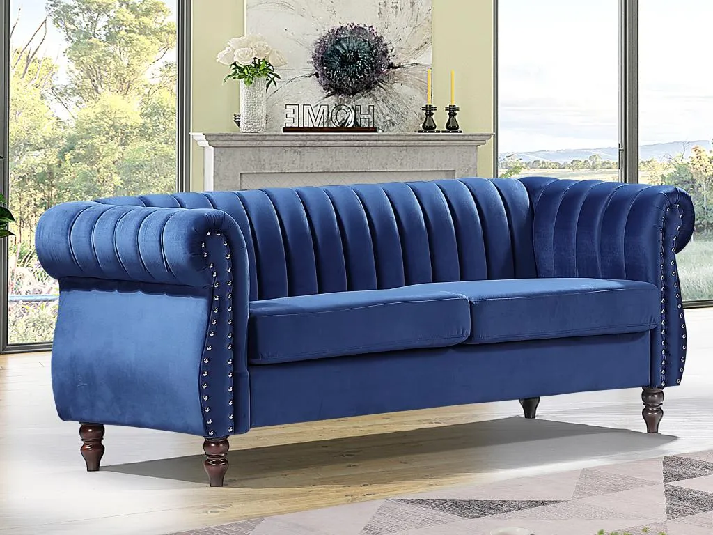 Sofá Boverdeco de 3 plazas de terciopelo Azul real Boverdeco