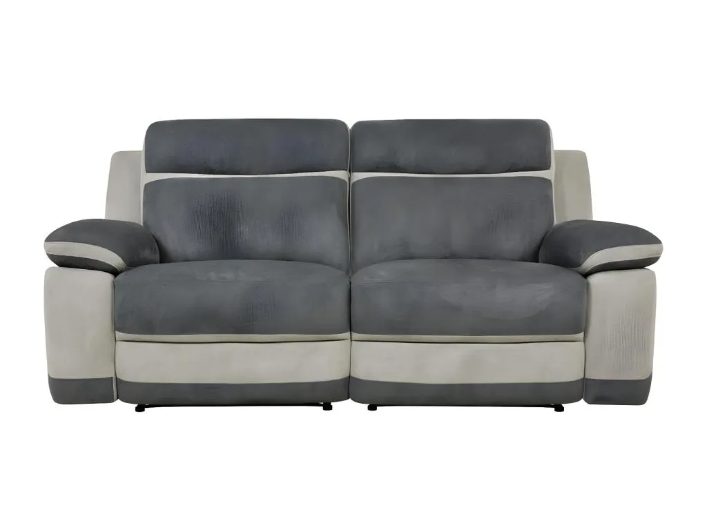 Sofá de 3 plazas relax en microfibra Nidovia, antracita y gris claro. xvf94041