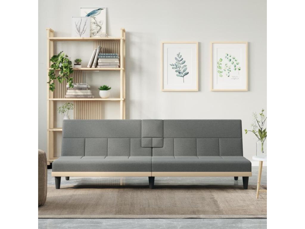 Sofá cama con portavasos Joliven gris oscuro