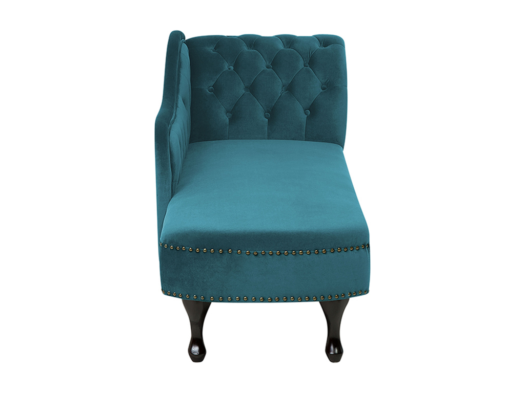 Chaise longue de terciopelo verde azulado derecho NIMES