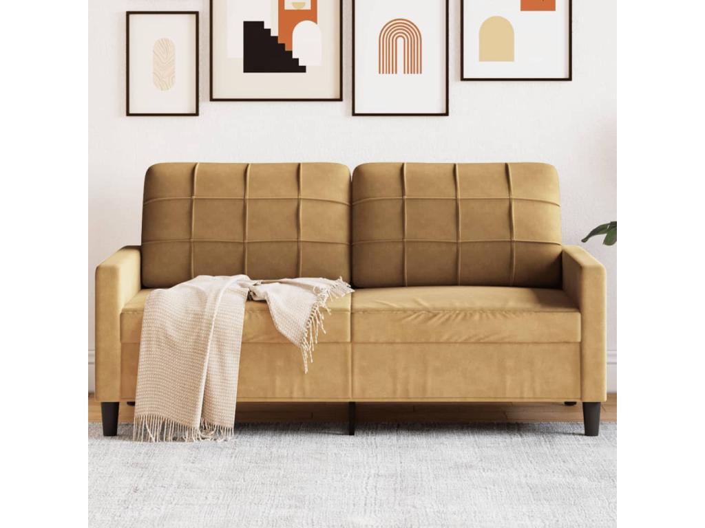 Sofá de 2 plazas terciopelo marrón 140 cm 26776SQKP
