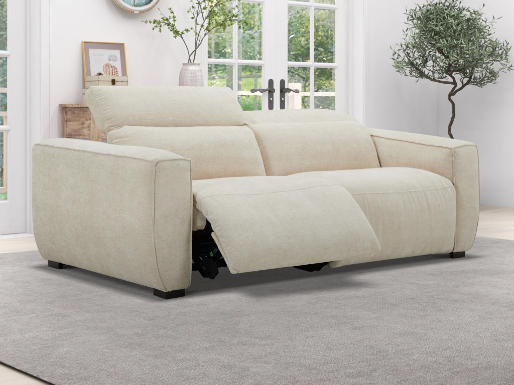 Sofá 3 plazas relax eléctrico en tela beige