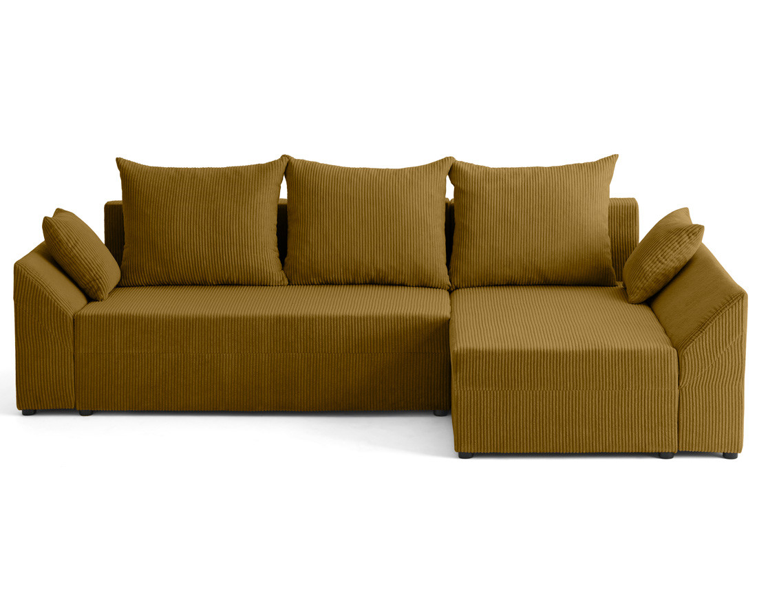 Sofá esquinero reversible convertible de 4 plazas en terciopelo amarillo vr7203m5