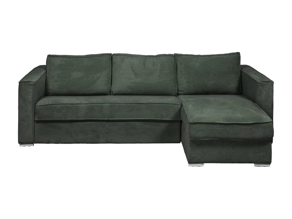 Sofá cama rinconero con apertura italiana y reversible de pana verde - 140 cm de láminas amplias para dormir - Colchón 22 cm Vivircalido 79893jpru