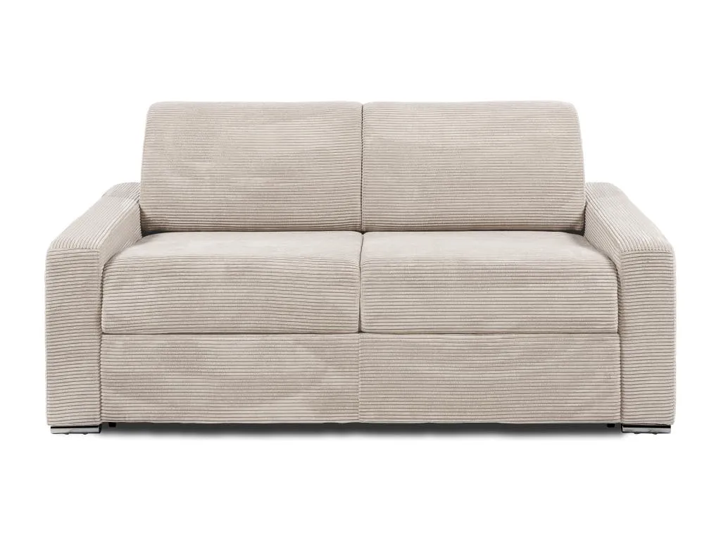 Sofá cama de 3 plazas de apertura rápida de pana beige - Cama de láminas anchas de 140 cm - Colchón de 22 cm Alkifurniturees 04834NKLV