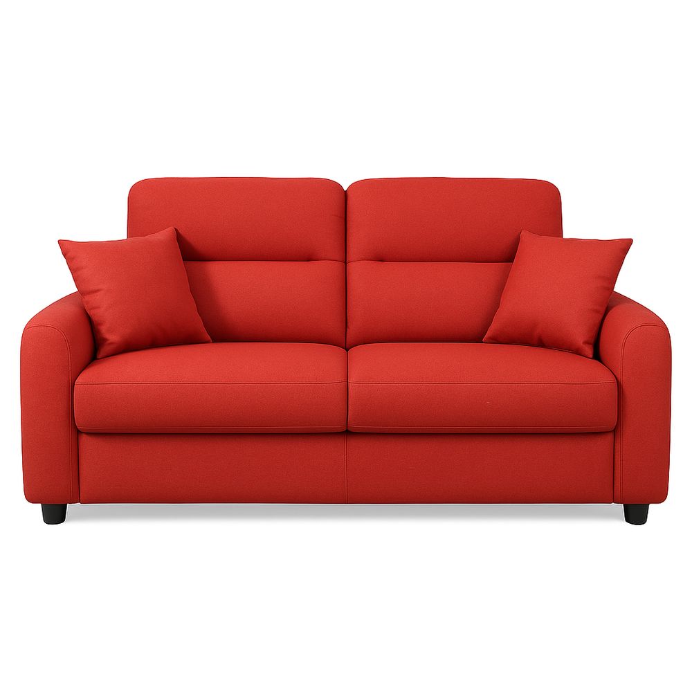 Sofá Cama Moderno Rojo de Dos Plazas con Cojines Suaves y Estructura de Madera