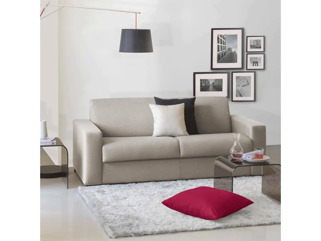 Sofá fijo Vivircalido sofá de 2 plazas Made in Italy Sofá de salón en tejido acolchado con reposabrazos estándar 180x95h90 cm Taupe 35525whvk
