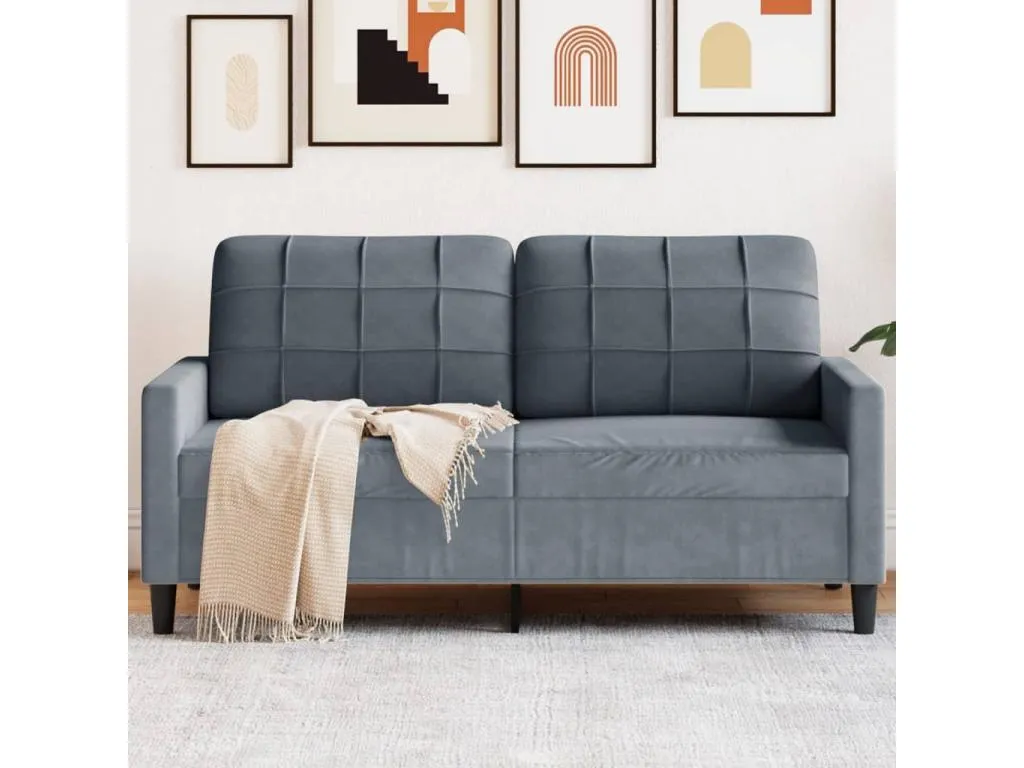Sofá de 2 plazas de terciopelo gris oscuro 140 cm 79884mvub