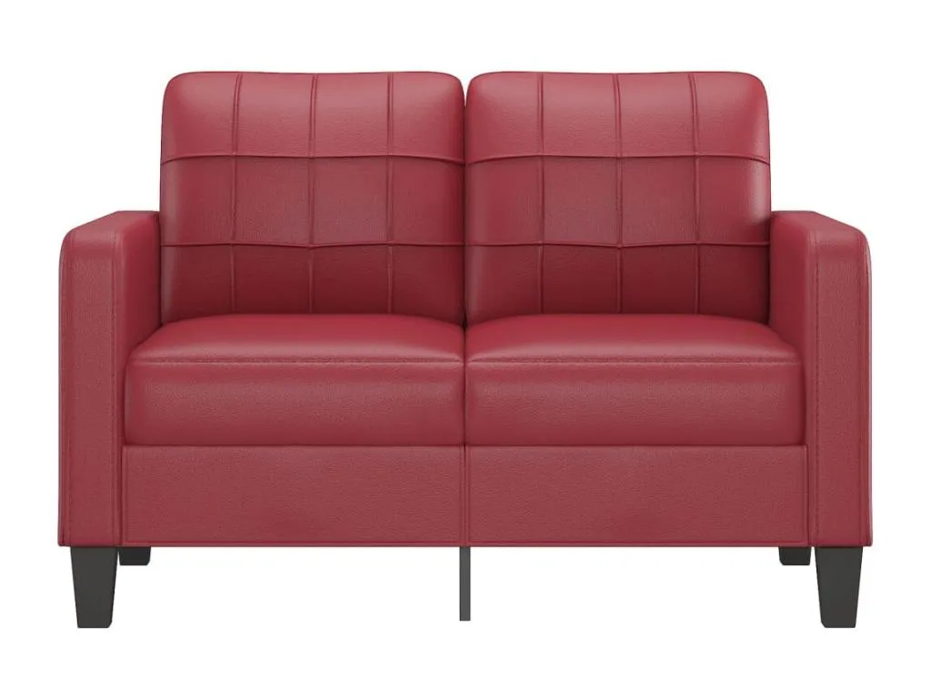 Sofá de 2 plazas de cuero sintético rojo vino 120 cm