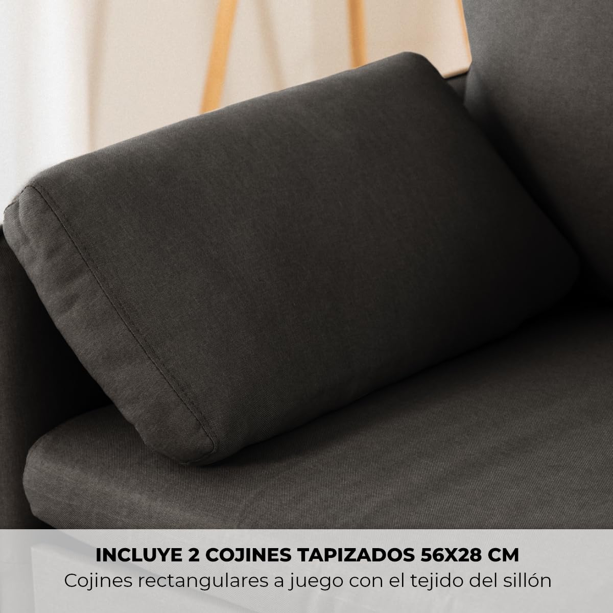 Sofá cama 3 plazas convertible gris oscuro con almohadas