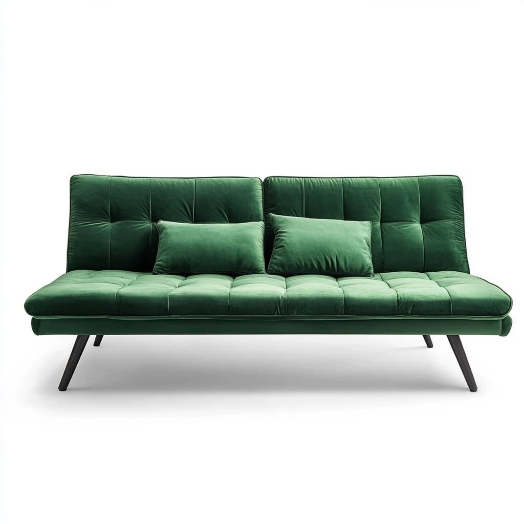 Sofá Cama Tapizado Terciopelo Verde