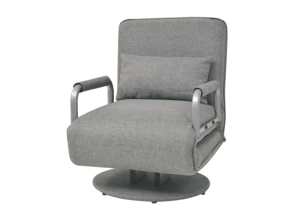 Silla giratoria y sofá cama tela gris claro