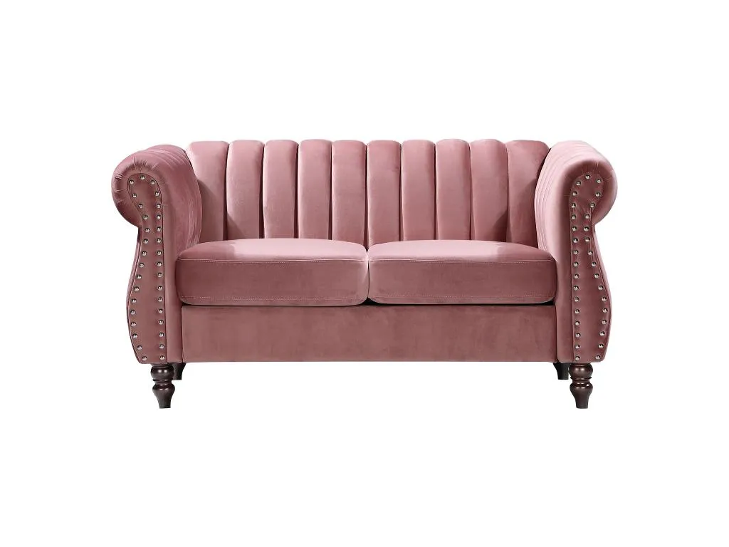 Sofá Francomuebleses 2 plazas de terciopelo rosa viejo Francomuebleses