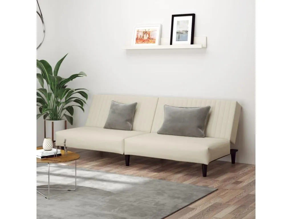 Sofá cama de 2 plazas terciopelo color crema