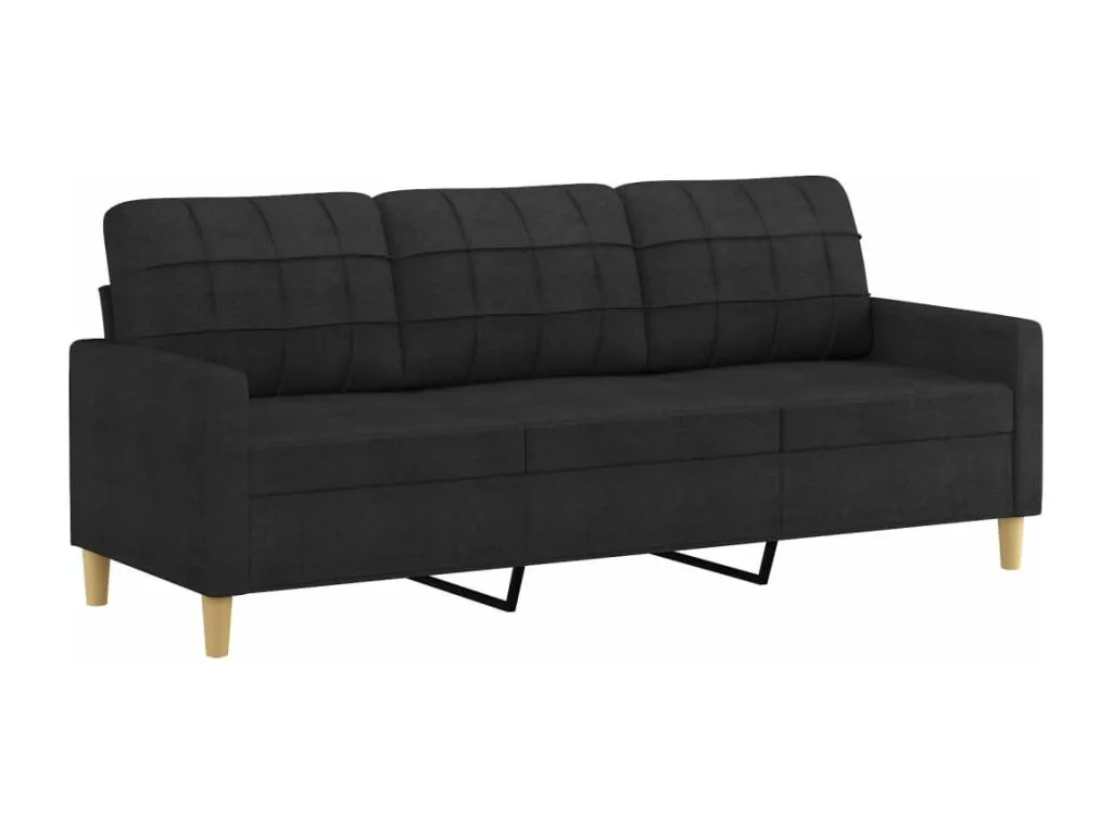 Sofá de 3 plazas de tela negro 180 cm 76302vwqm