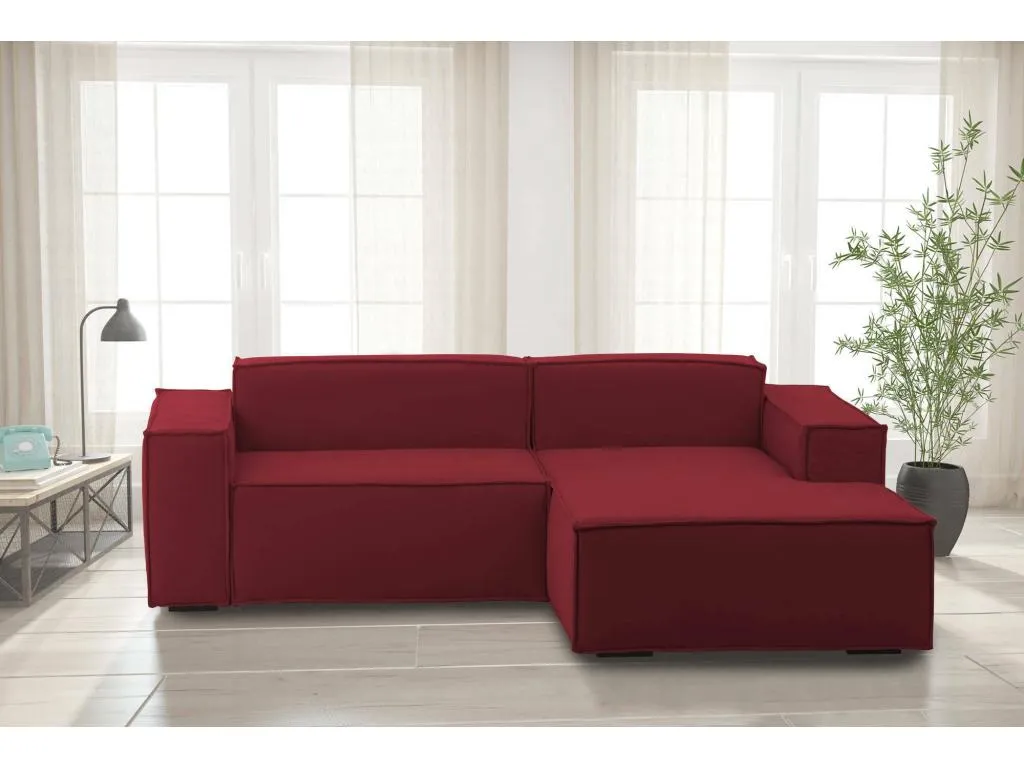 Sofá fijo Mobtrendy Gran Sofá modular de 2 plazas con península a la derecha Made in Italy Sofá moderno en tela Cm 240x170h70 Rojo wyyq49745