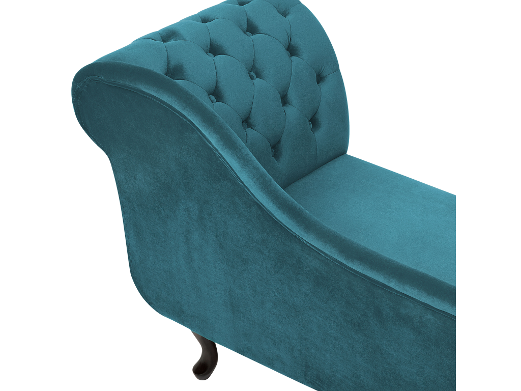 Chaise longue de terciopelo verde azulado derecho NIMES