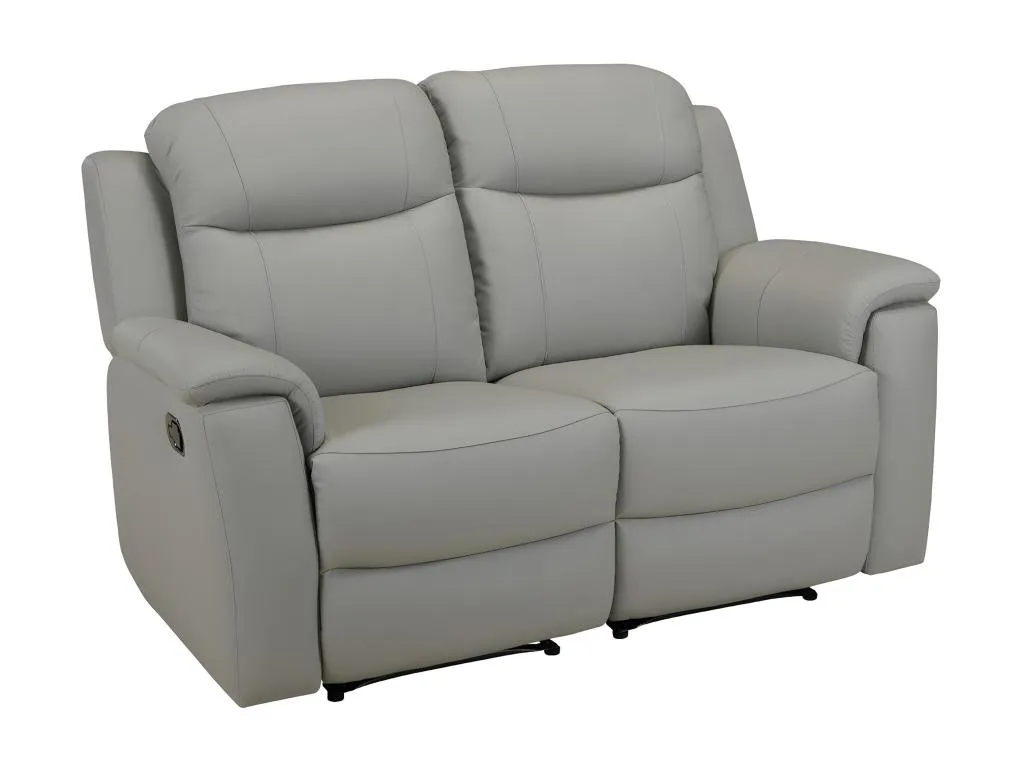 Sofá 2 plazas Casabellaes de piel - Gris claro OXXV93688