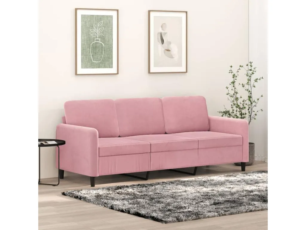 Sofá de 3 plazas terciopelo rosa 180 cm 48878MFTK