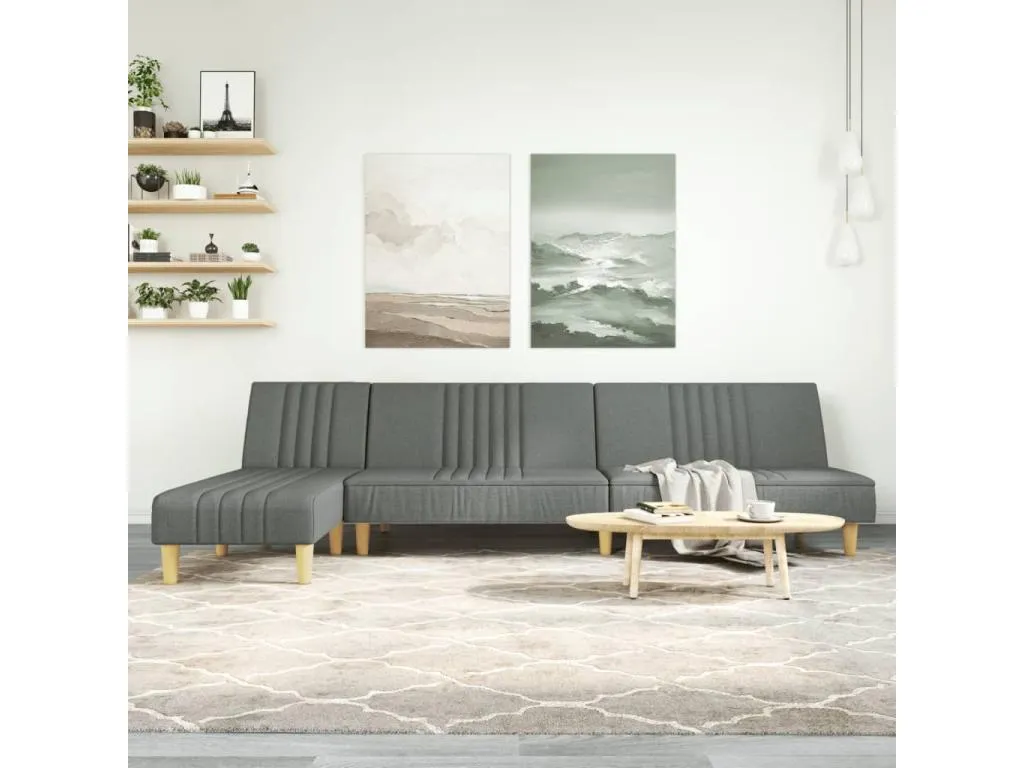 Sofá cama en forma de L tela gris oscuro 255x140x70 cm 76990BAYS