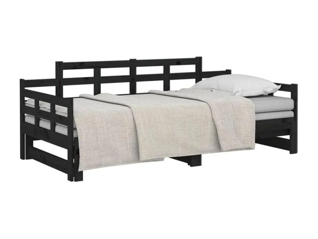 Sofá cama extraíble Mobtrendy maciza de Mobtrendy negro 2x(90x200) cm 30078ipdc
