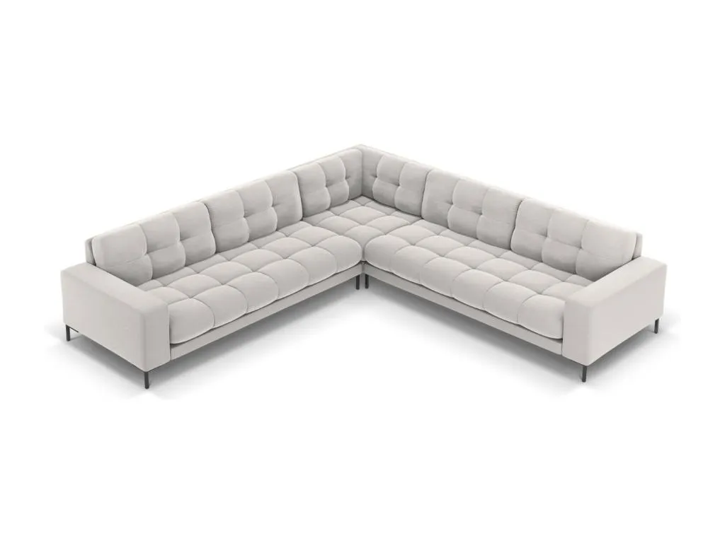 Sofá rinconero Biocasahogar 6 plazas en terciopelo plata 256x256x75 cm GG1331384