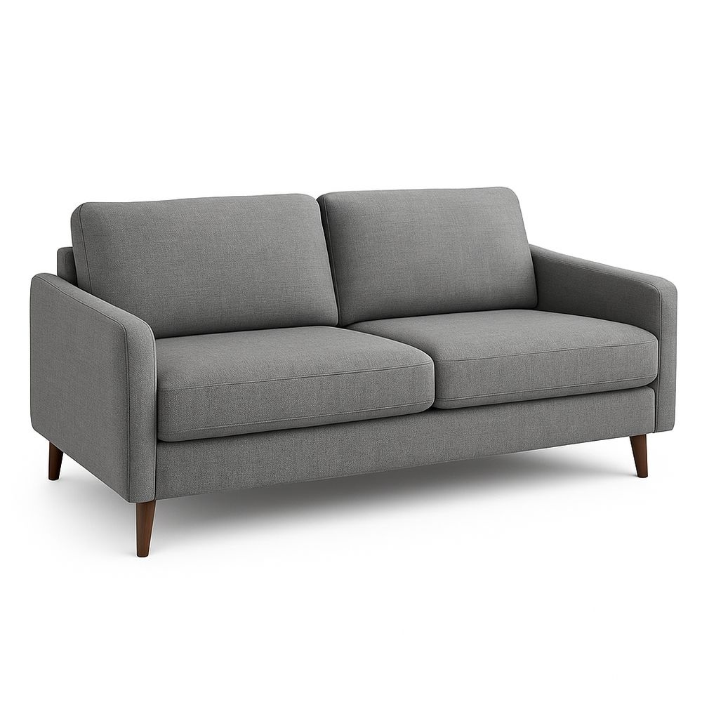 Sofá de Tela Gris Moderno 2 Plazas con Patas de Madera 200cm