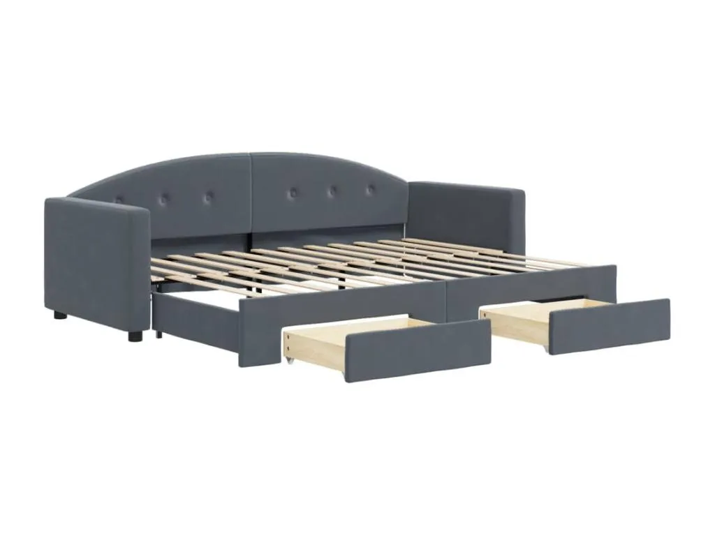 Sofá cama Mobtrendy con cajones terciopelo gris oscuro 80x200 cm 41421jhim