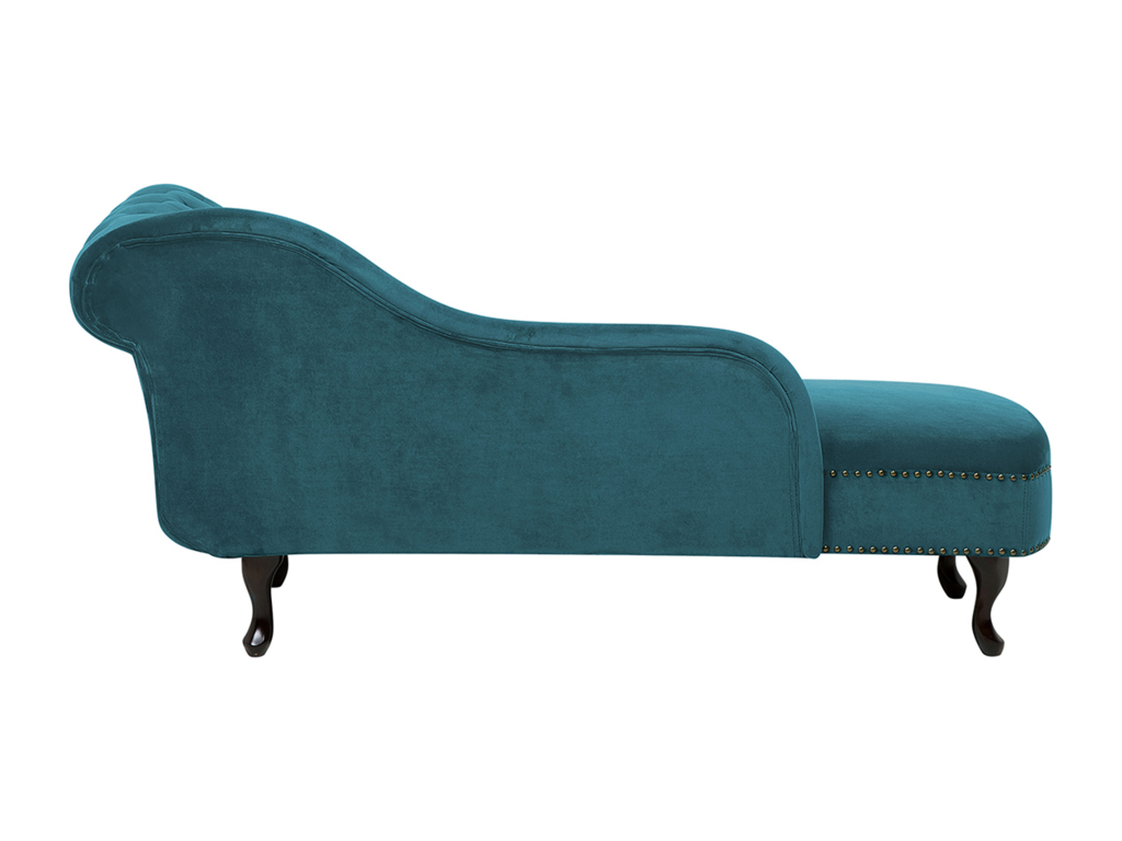 Chaise longue de terciopelo verde azulado derecho NIMES