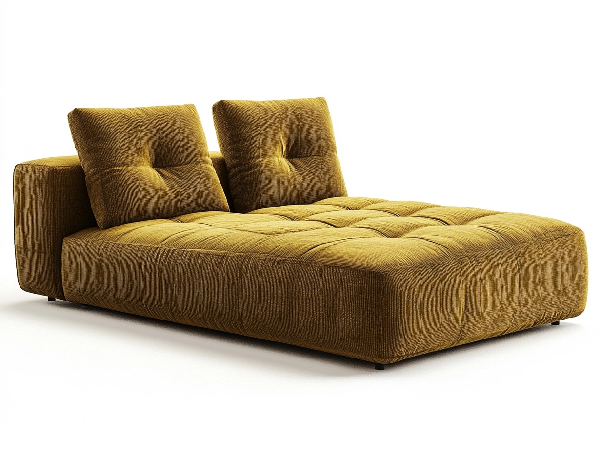 Sofá chaise lounge de diseño moderno tapizado en terciopelo mostaza ideal para sala de estar estructura robusta y funcional tamaño 200x140 cm gc4133817