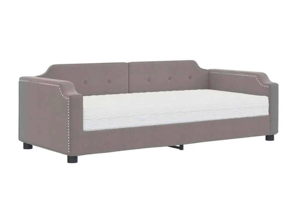 Sofá cama con colchón tela gris taupe 80x200 cm