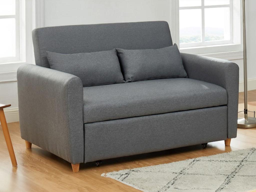 Sofá cama de 2 plazas de tela gris