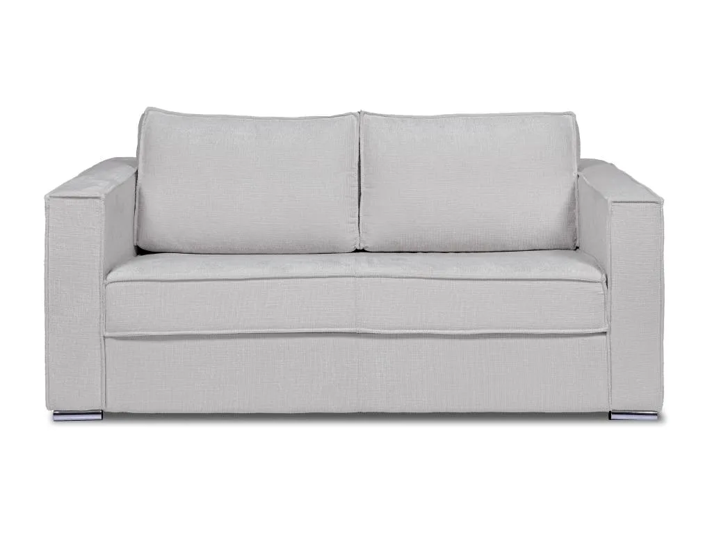 Sofá cama de 4 plazas de apertura rápida de tela texturizada gris claro - Somier de 160 cm con láminas anchas - Colchón de 18 cm Patriciabaezcasa