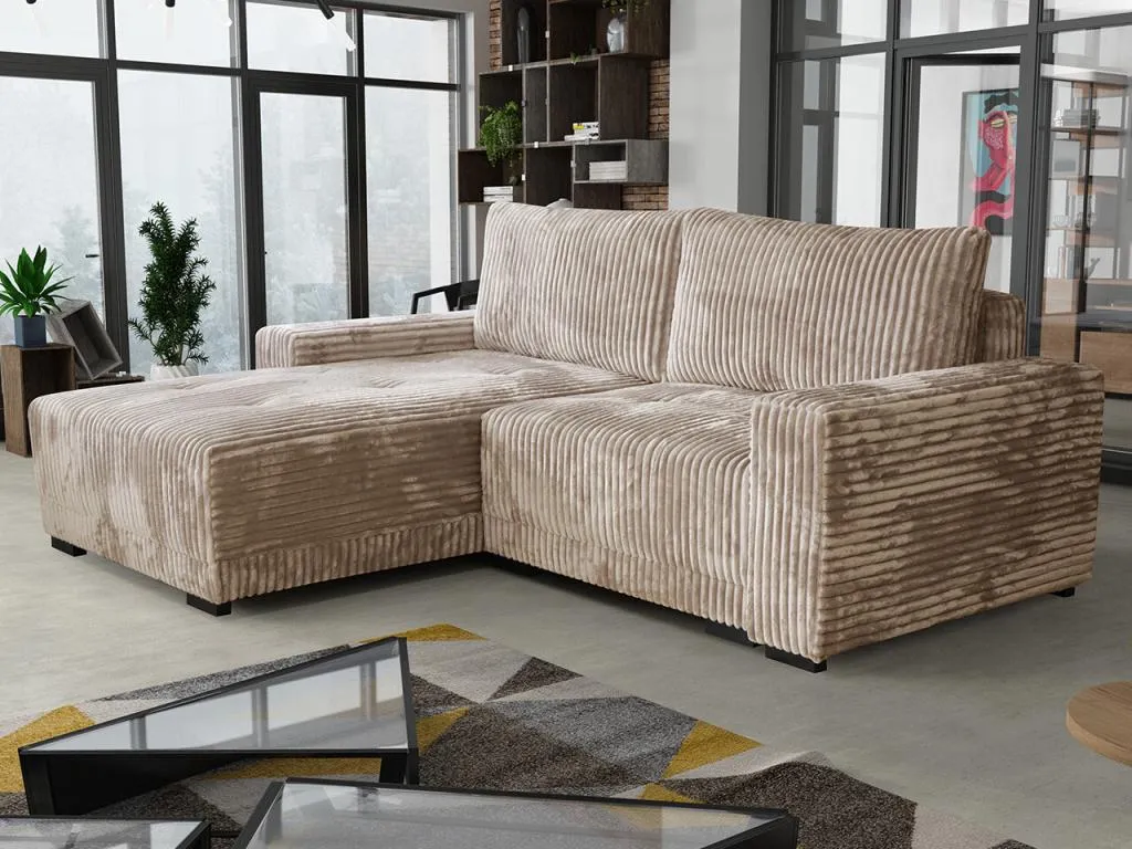 Sofá rinconero Decounico 204 Marrón Función de descanso Caja de ropa de cama 237x180cm