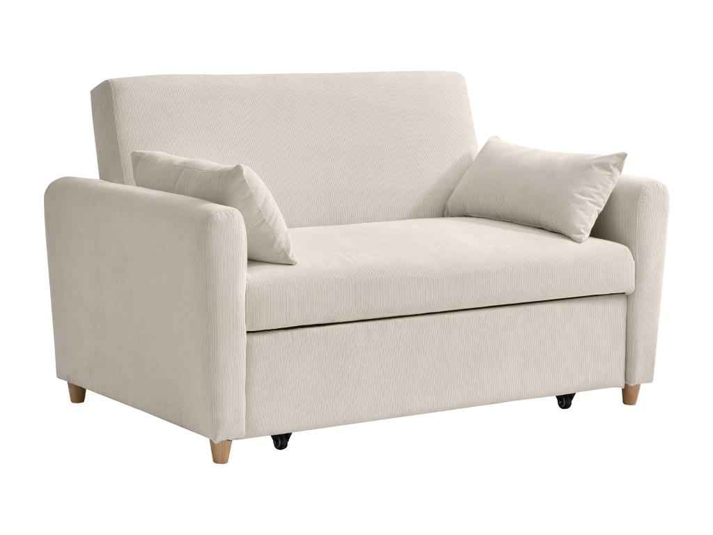 Sofá cama de 2 plazas de pana beige AYLA