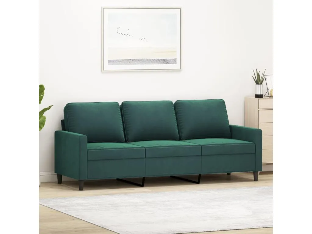 Sofá de 3 plazas terciopelo verde oscuro 180 cm 02159acmo