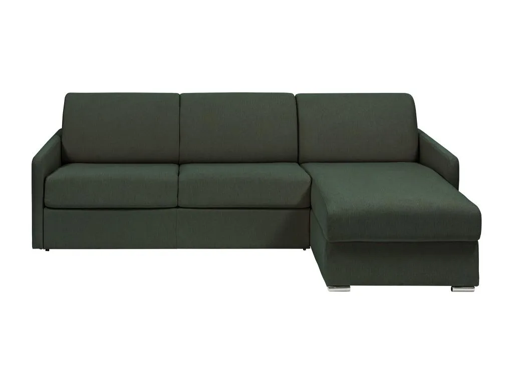 Sofá cama esquinero de apertura italiana y reversible de tela verde Decocasaes - Cama de 160 cm - Colchón de 14 cm - CALIFE iuoy15332