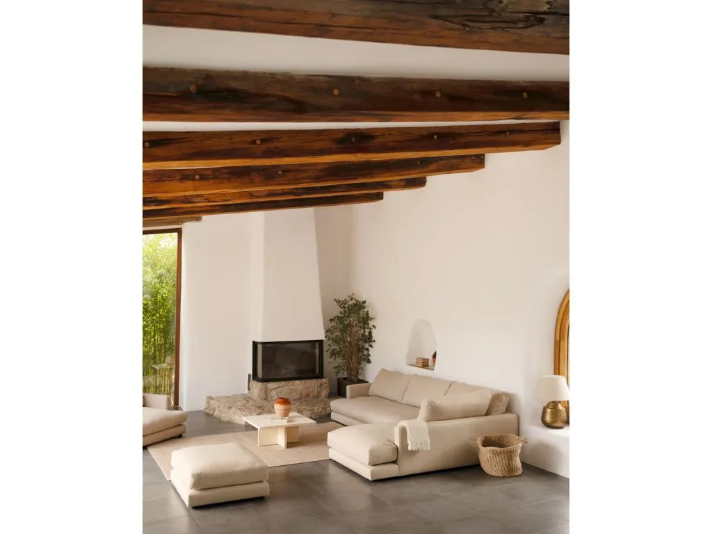 Sofá 3/4 plazas con chaise longue derecho tono beige 275x190cm - Luxmbls 30047VRNZ