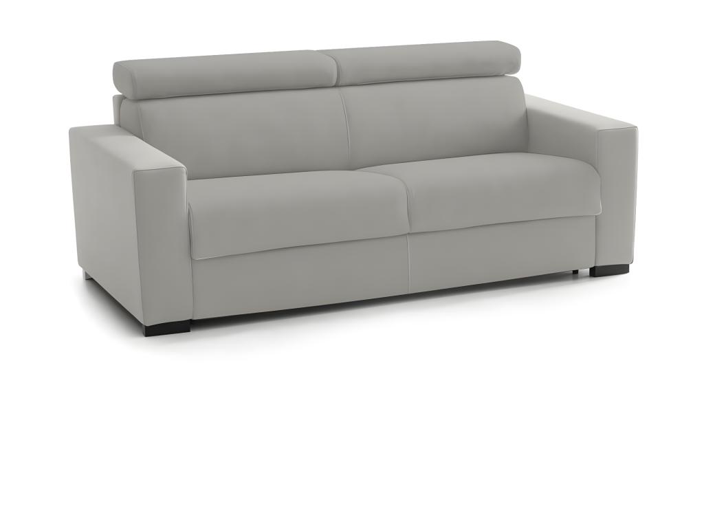 Sofa cama Daanda, Gran Sofá de 2 plazas, 100% Made in Italy, Sofá de salón con apertura giratoria, con reposacabezas ajustable y reposabrazos estándar, Cm 200x95h85, Gris