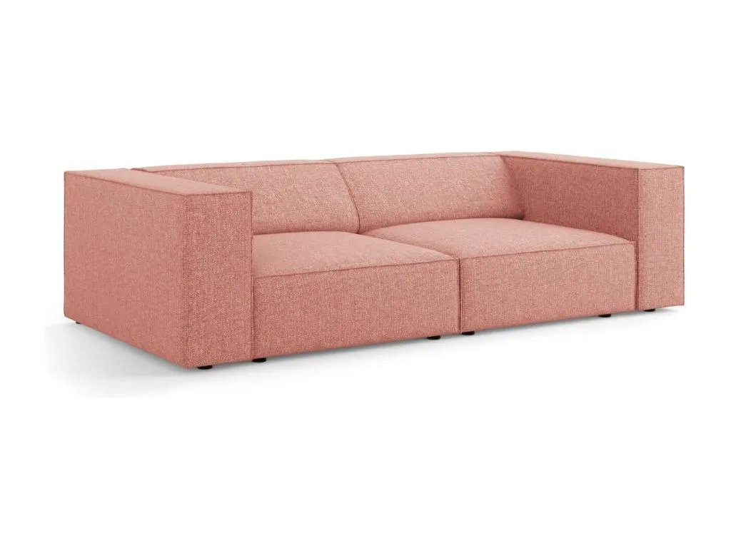 Sofá Nidovia de 3 plazas en tejido de chenilla rosa 204x102x70 cm. tqb3745038