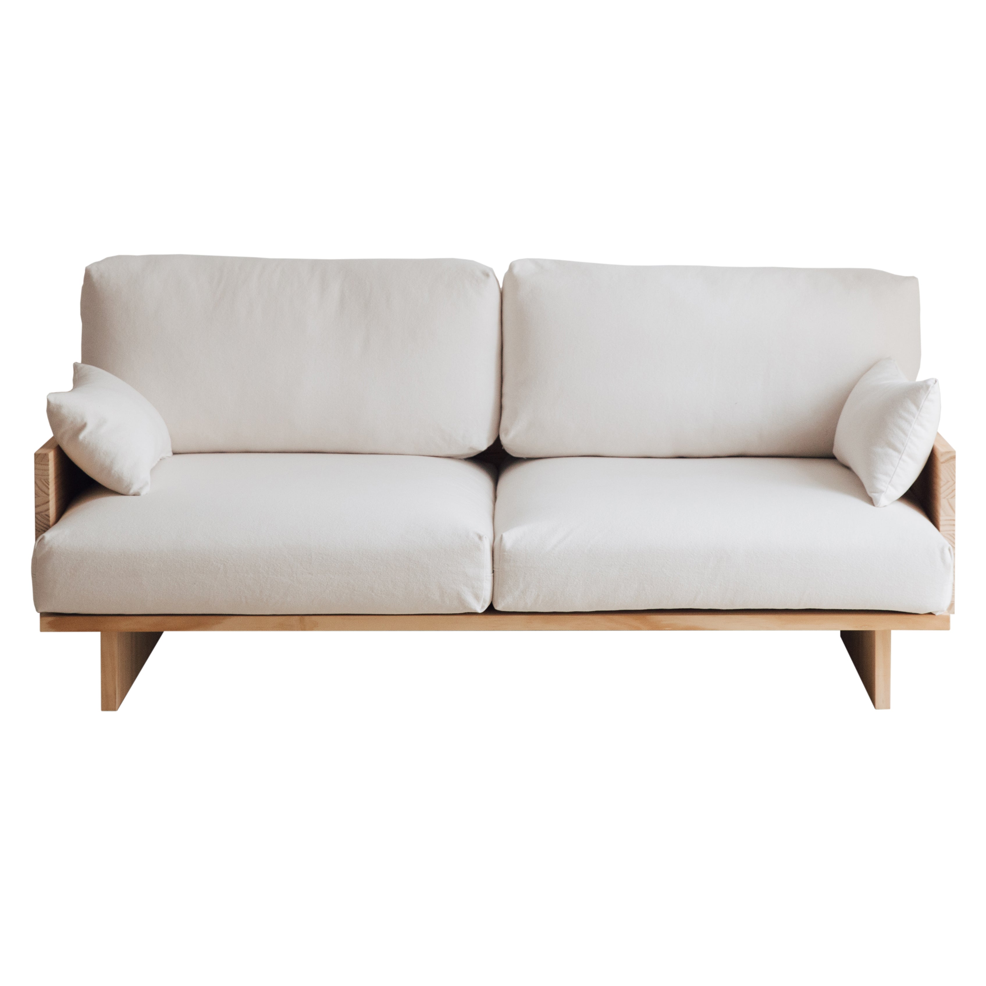 Sofá de dos plazas en madera maciza de pino natural – 183 cm – barnizado qp8929j3