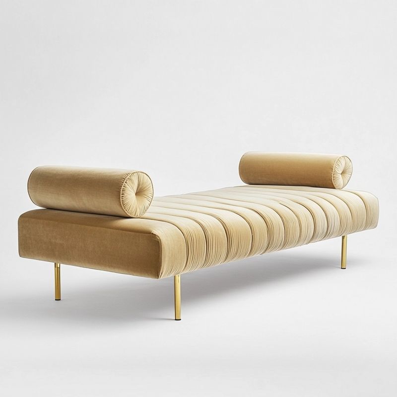 Sofá Cama Tapizado Terciopelo Múltiples Espacios 200x80x40cm Beige